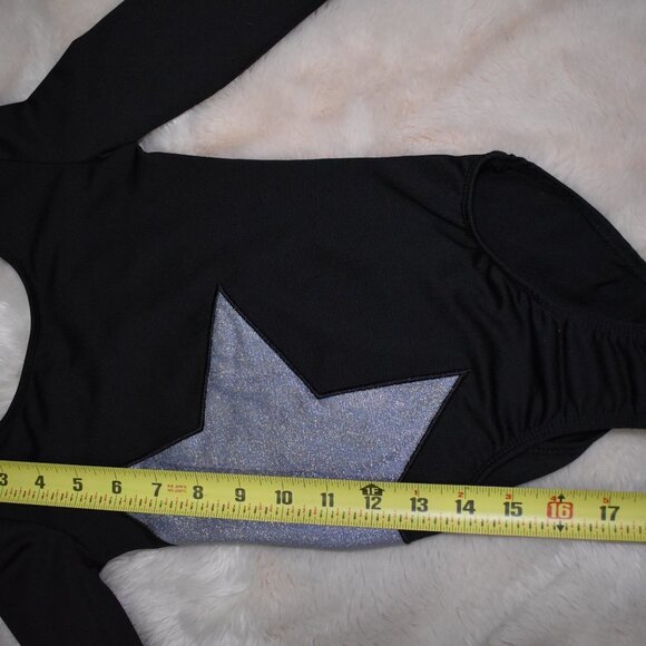 More Than Magic Black Long Sleeve Leotard with Star/ Size XS 4/5 - Picture 4 of 5